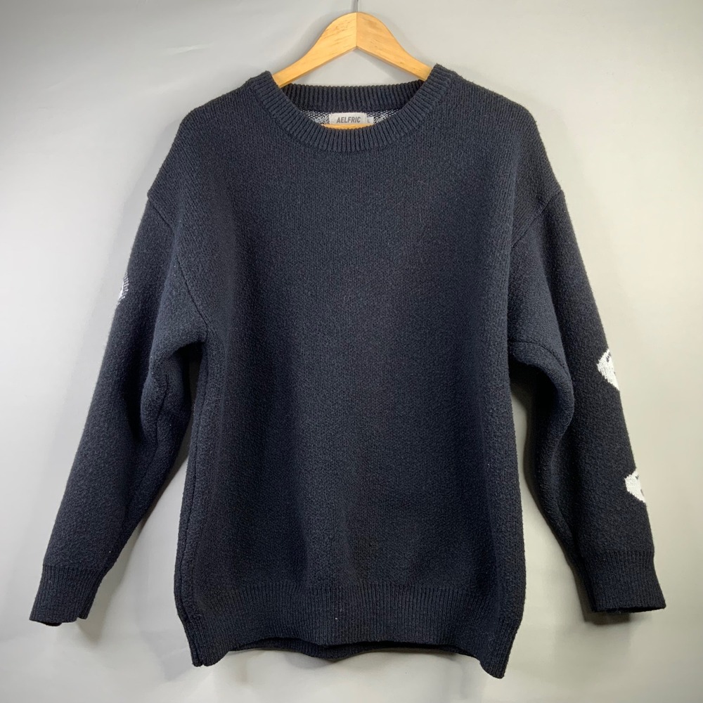 AELFric‎ Eden Skeleton Ribcage Sweater Black White Knit Size L Oversized